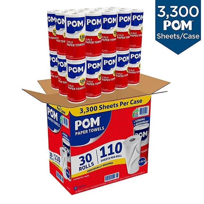 POM Individually Wrapped 2-Ply Paper Towels 30 rolls, 110 sheets/roll 3
