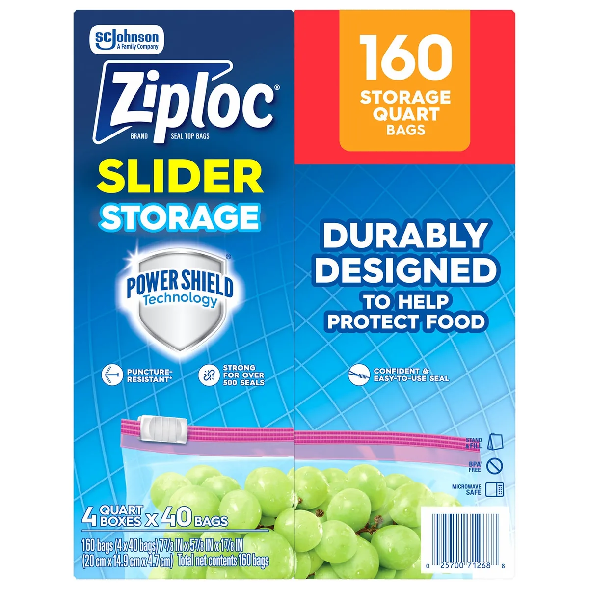 Ziploc Slider Quart Storage Bags, 160 ct.