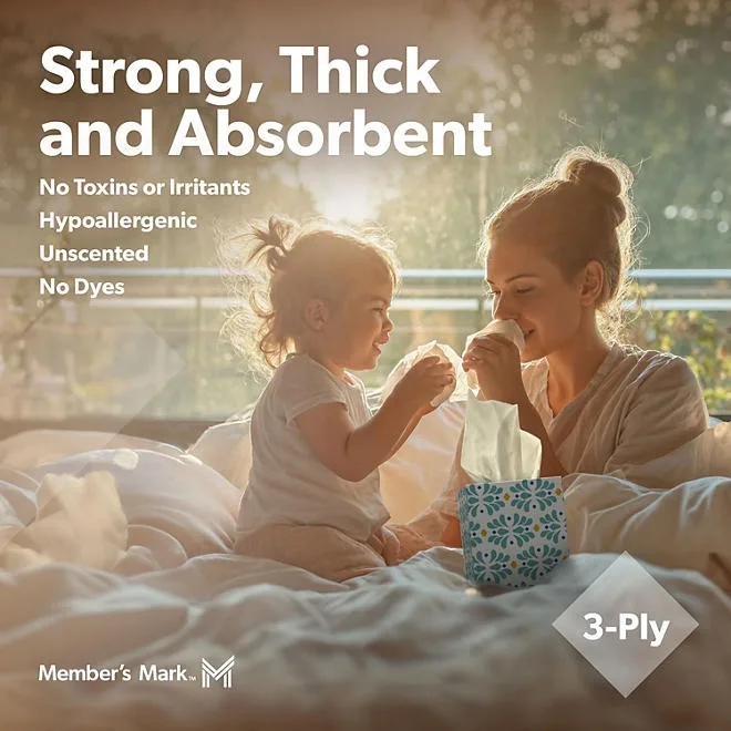 Member's Mark Ultra Soft 3-Ply Facial Tissues, 12 Cube Boxes, 80 tissues/box 5