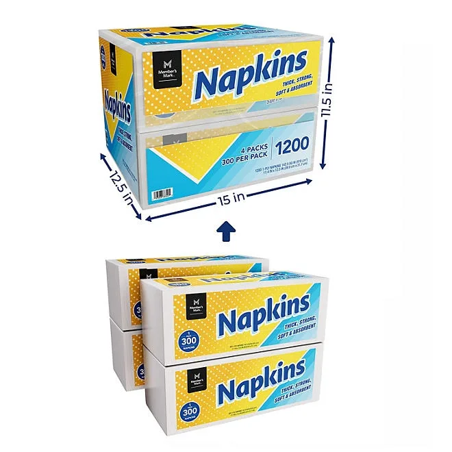 Member's Mark Everyday 1-Ply White Napkins 4 pks., 300 napkins/pk. 3