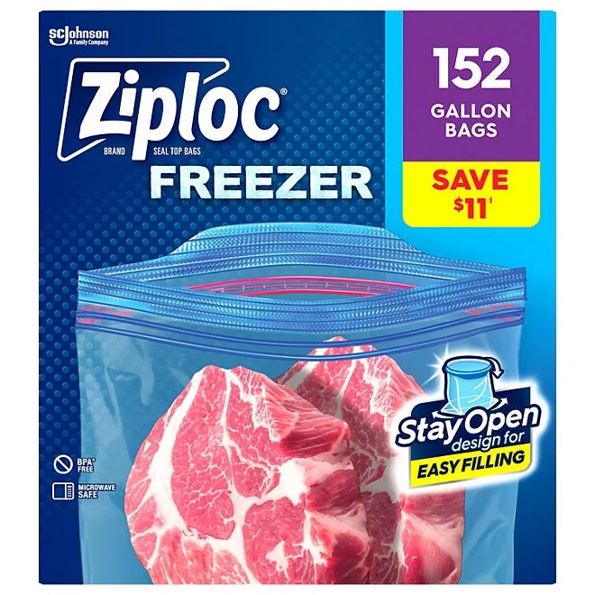 Ziploc Stay Open Design Gallon Freezer Bags, 152 ct. 2