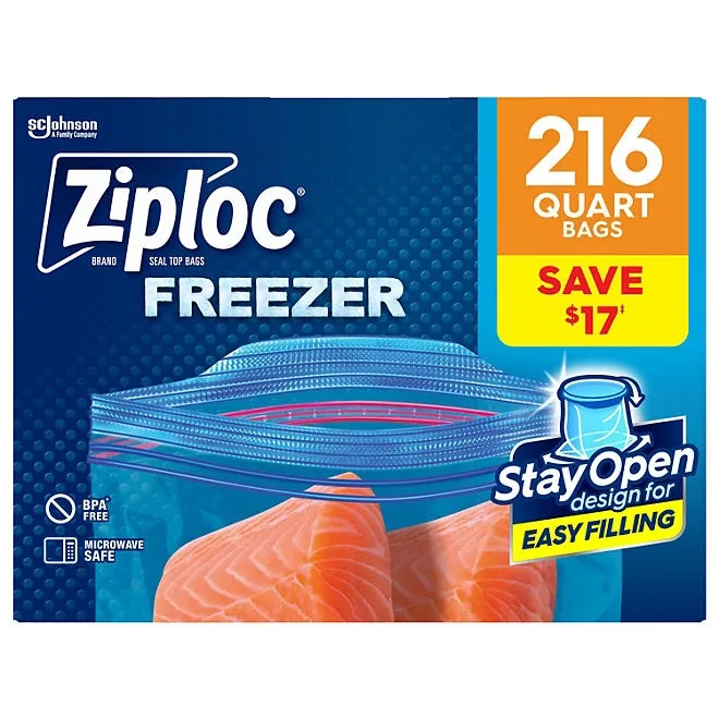 Ziploc Seal Top Quart Freezer Bags, 216 ct. 2