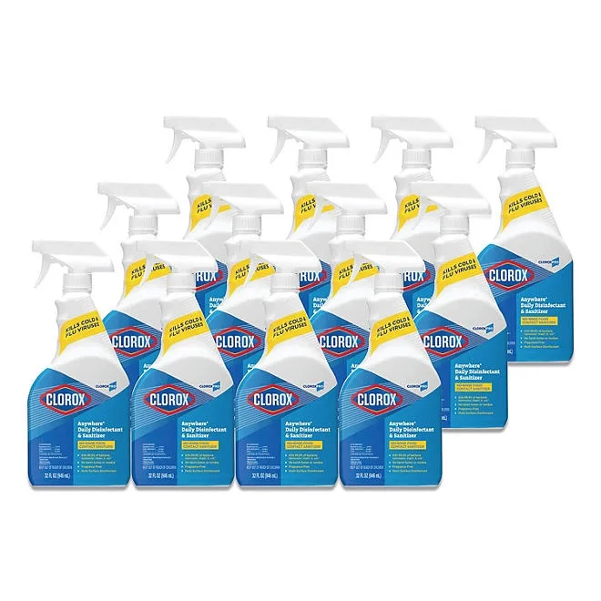 Clorox Anywhere Daily Disinfectant & Sanitizing Spray 32 fl. oz., 12 ct. 2