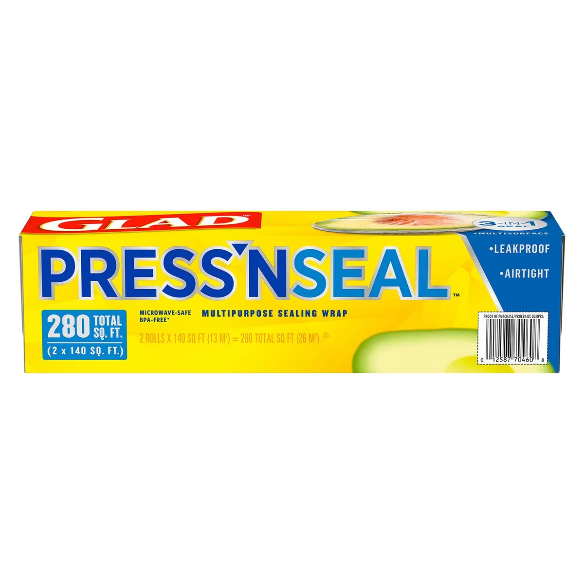 Glad Press'n Seal Plastic Food Wrap 140 sq. ft./roll, 2 rolls