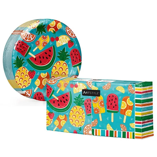 Artstyle Tasty Fruit Paper Plates and Napkins Tableware Kit, 285 ct 2