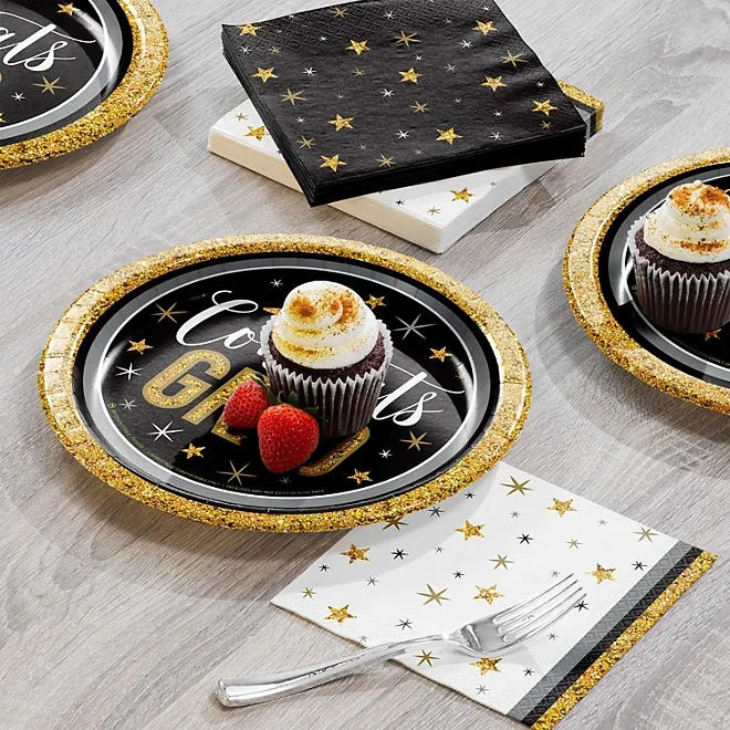 Artstyle Glittered Grad Paper Plates and Napkins Kit, 285 ct. 5