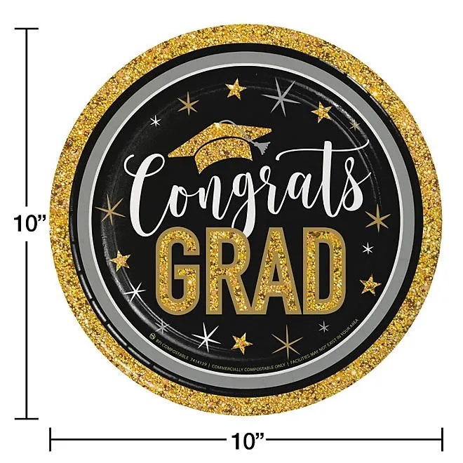 Artstyle Glittered Grad Paper Plates and Napkins Kit, 285 ct. 3