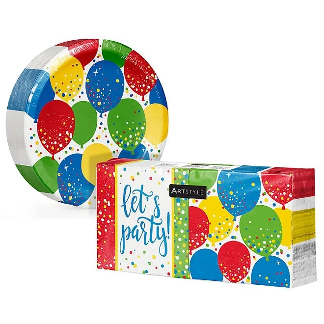 Artstyle Balloon Sparkles Birthday Paper Plates & Napkins Kit, 285 ct. 2