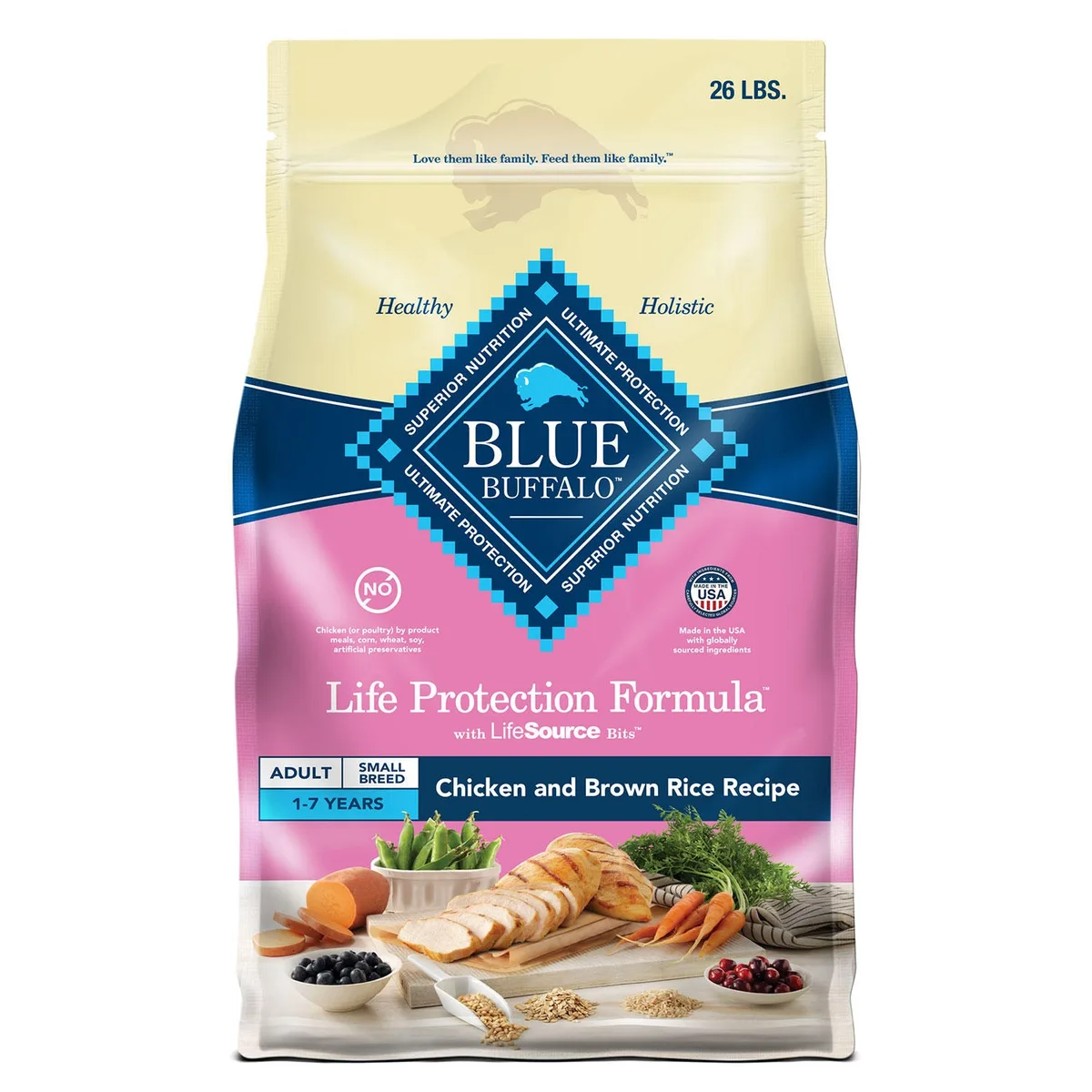 Blue Buffalo Life Protection Formula Chicken & Brown Rice, Adult Small Breed Dry Dog Food, 26 lbs.