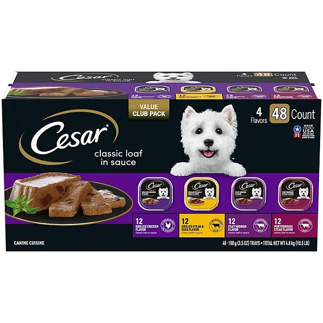 Cesar Classic Loaf in Sauce Wet Dog Food Variety Pack, 3.5 oz., 48 ct. 2