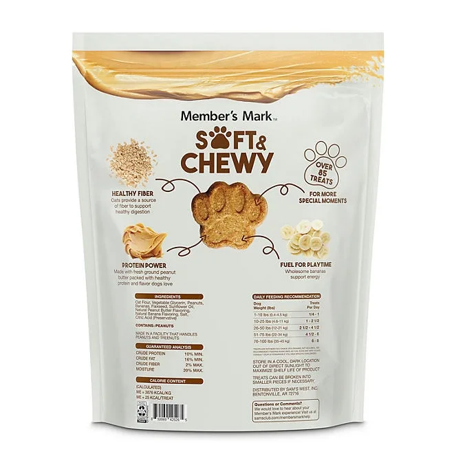 Member's Mark Peanut Butter & Banana Soft & Chewy Dog Treats, 3 lbs. 3