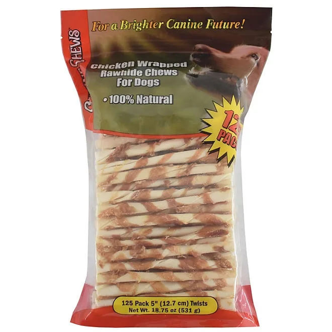 Canine Chews Chicken-Wrapped Rawhide Chews for Dogs, 125 ct. 2