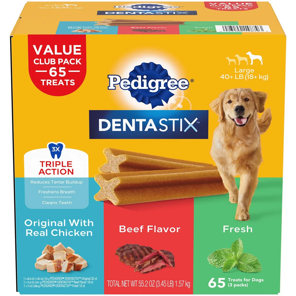 Pedigree DENTASTIX&trade, Variety Pack, Adult Large Breed Dental Treats, 65 ct.