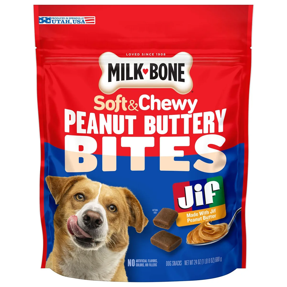 Milk-Bone, Peanut Buttery Bites, Soft Dog Treats with Jif Peanut Butter, 24 oz.