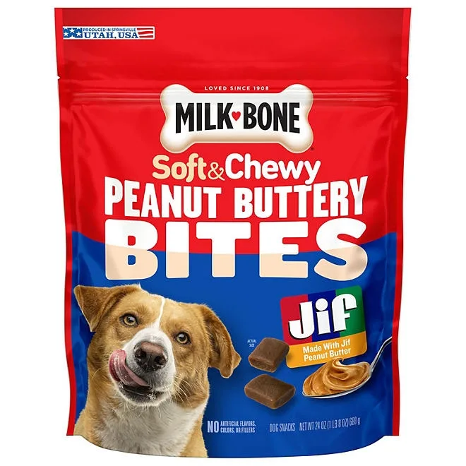 Milk-Bone, Peanut Buttery Bites, Soft Dog Treats with Jif Peanut Butter, 24 oz. 2