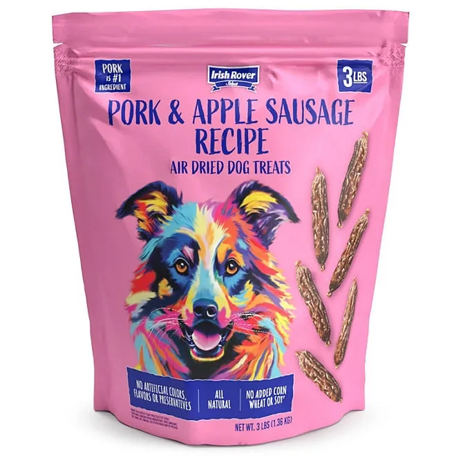 Irish Rover Pork and Apple Sausage Air Dried Dog Treats, 48 oz. 2