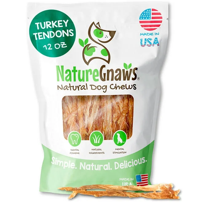 Nature Gnaws, USA Turkey Tendons Natural Dog Chews, 12 oz. 2
