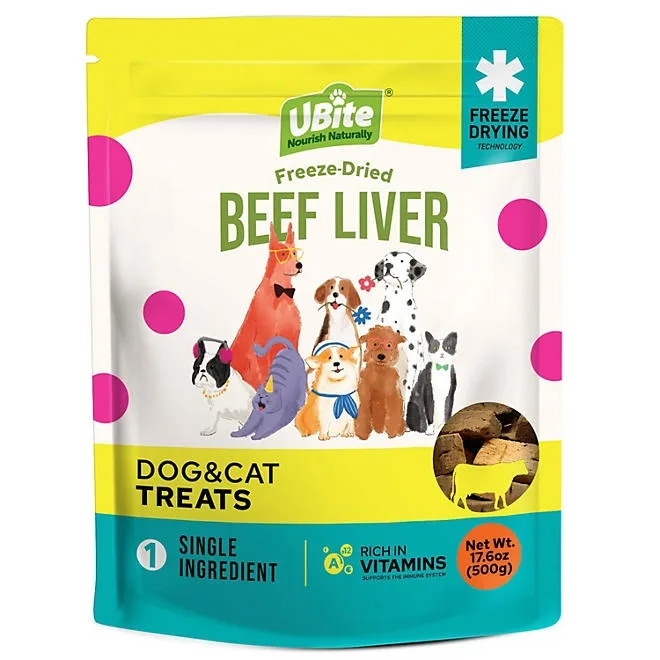 UBite Raw Bits Freeze-Dried Beef Liver Dog + Cat Treats, 17 oz. 2