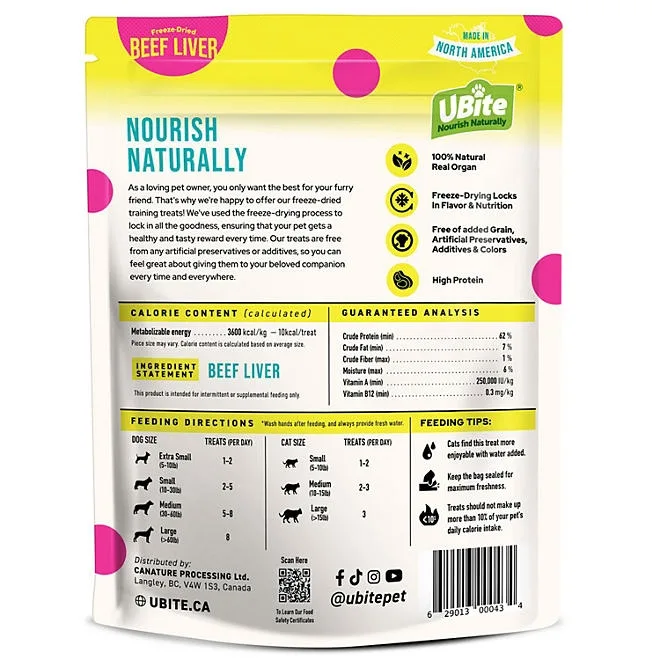 UBite Raw Bits Freeze-Dried Beef Liver Dog + Cat Treats, 17 oz. 3