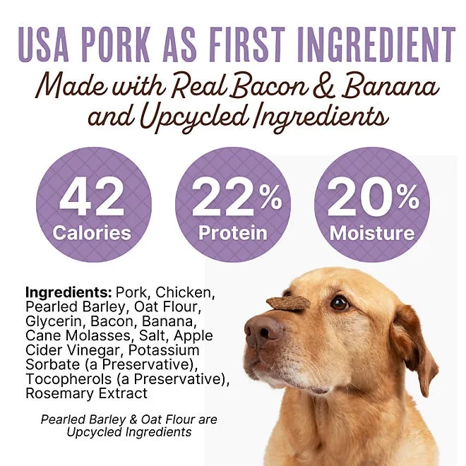 Waggin Train Pork & Bacon with Banana Recipe, High Protein Waffles Dog Treats, 36 oz. 4