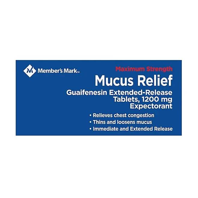 Member's Mark Max Strength Mucus Relief Guaifenesin Tablets, 1200 mg, 56 ct. 4