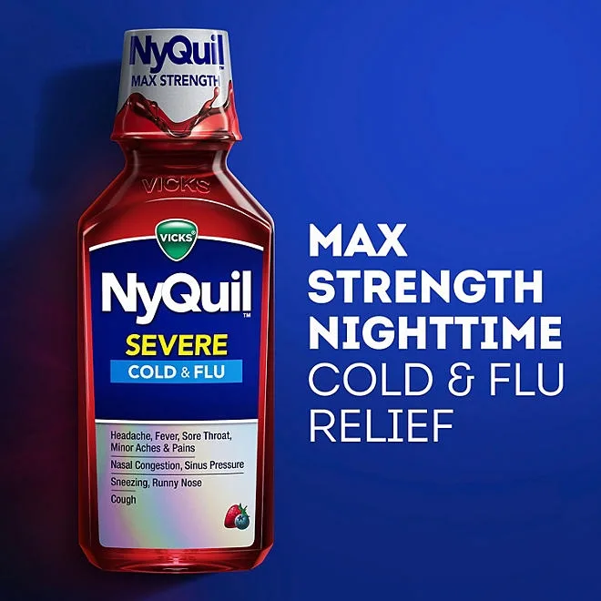 Vicks DayQuil & NyQuil Severe Cold & Flu Relief Liquid, Berry, 12 fl. oz., 3 pk. 5