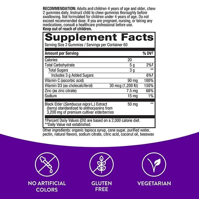 Nature’s Way Sambucus Elderberry Gummies, 120 ct. 3