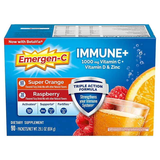 Emergen-C Immune+ Triple Action Vitamin C Powder, 1000mg, 90 ct. 2