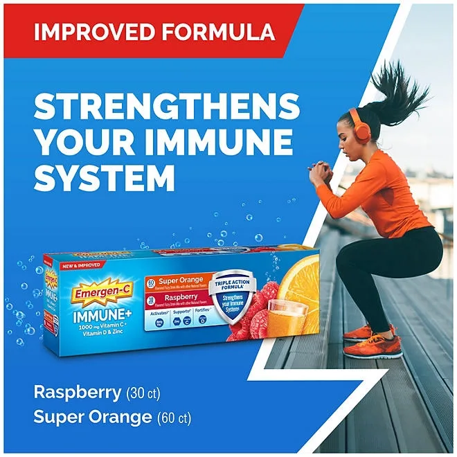 Emergen-C Immune+ Triple Action Vitamin C Powder, 1000mg, 90 ct. 4