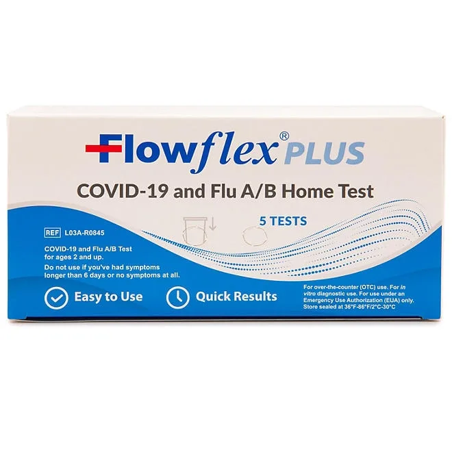 Flowflex Plus COVID-19, Flu A/B 3-in-1 Antigen Self Test, 5 Pk. 2