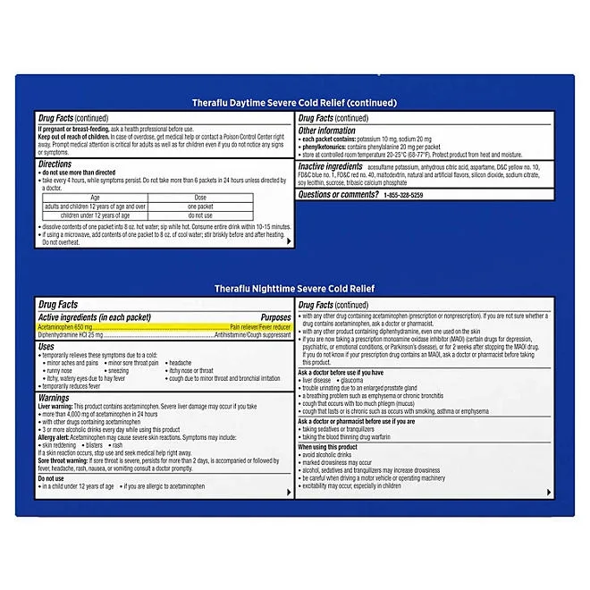 Theraflu MultiSymptom Severe Cold Relief Medicine/Nighttime Severe Cold and Cough Relief Medicine Powder, 24 ct. 3