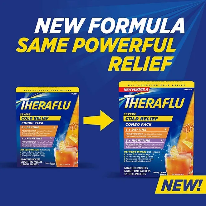 Theraflu MultiSymptom Severe Cold Relief Medicine/Nighttime Severe Cold and Cough Relief Medicine Powder, 24 ct. 4