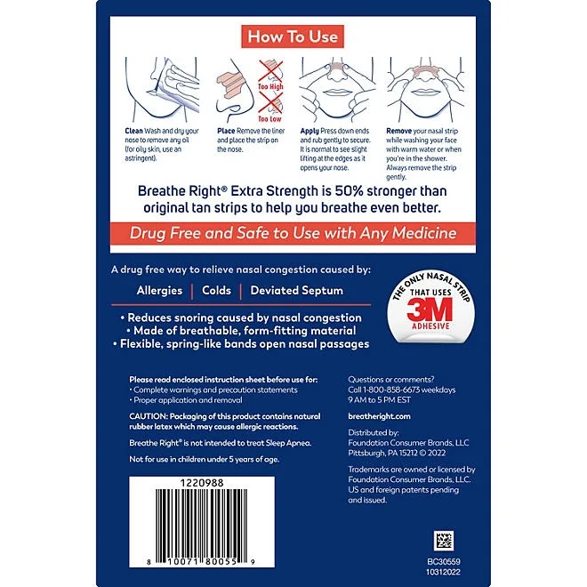 Breathe Right Extra Strength Nasal Strips, Tan, 72 ct. 3