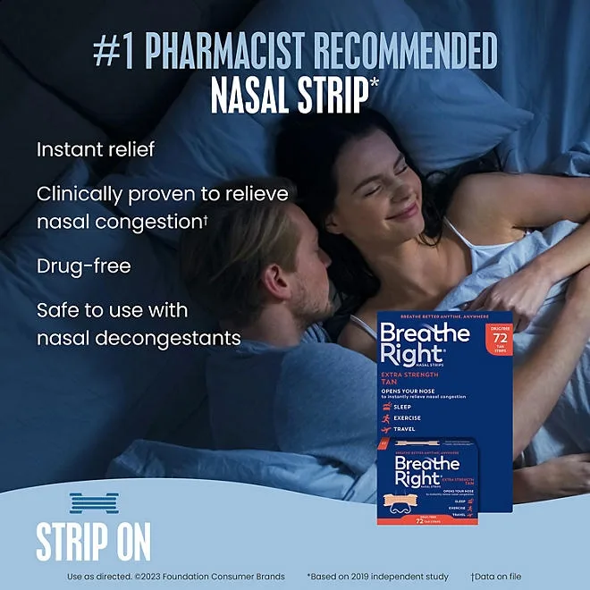 Breathe Right Extra Strength Nasal Strips, Tan, 72 ct. 4