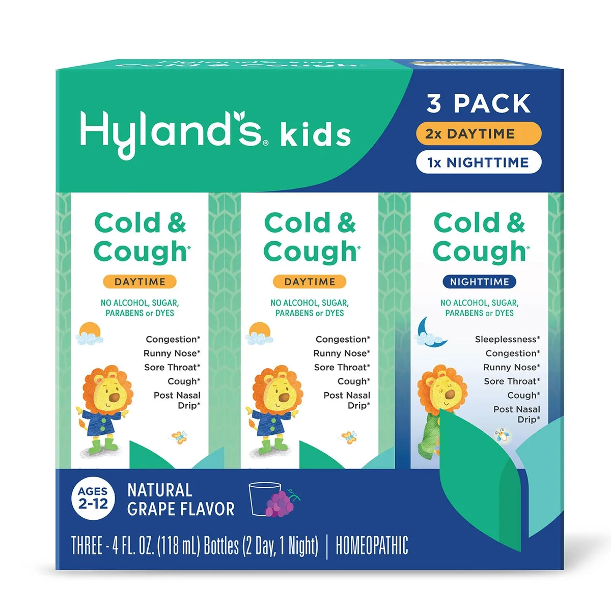 Hyland's Kids Cold & Cough Day & Night, Grape Flavor, 4 fl. oz., 3 pk.