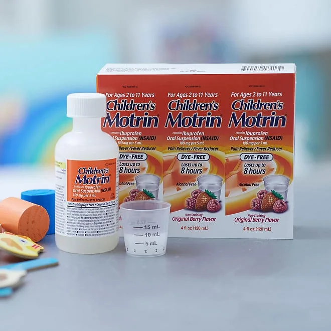 Children's Motrin Pain Reliever/Fever Reducer NSAID, 100 mg Ibuprofen, Original Berry 4 oz., 3 pk. 3