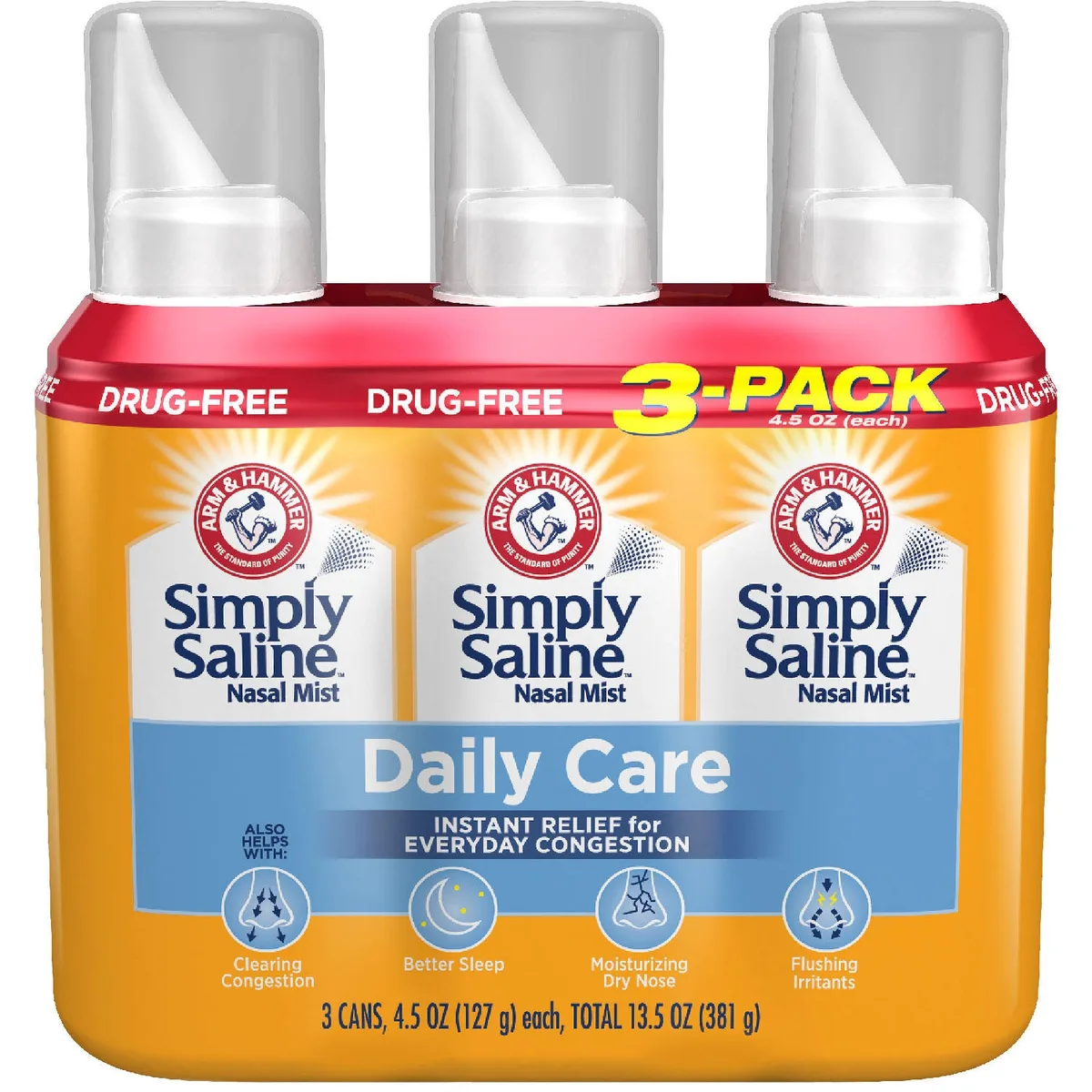Arm & Hammer Simply Saline Nasal Relief, 4.5 oz., 3 pk.
