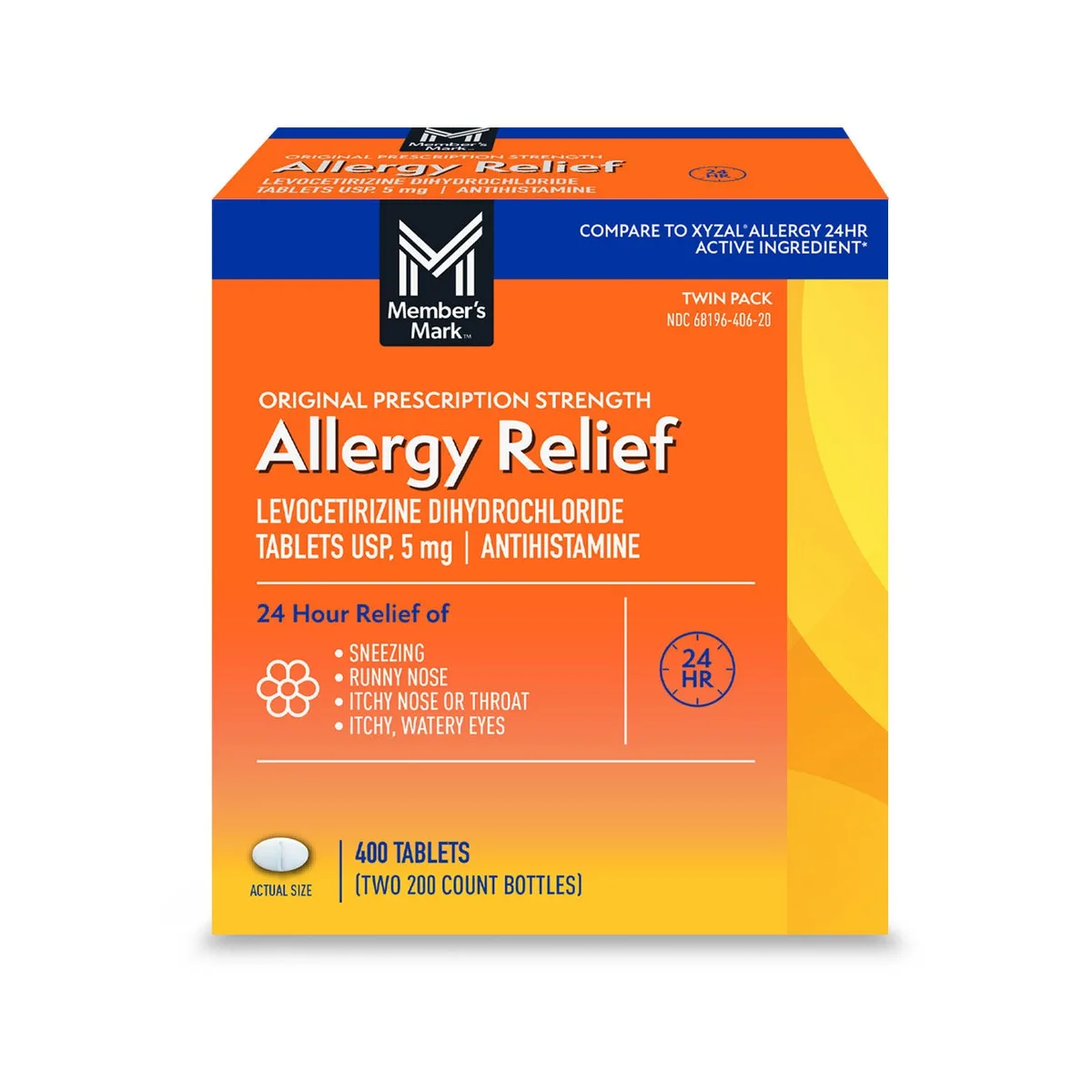 Member's Mark Levocetirizine Tablets, 5 mg, 400 ct.
