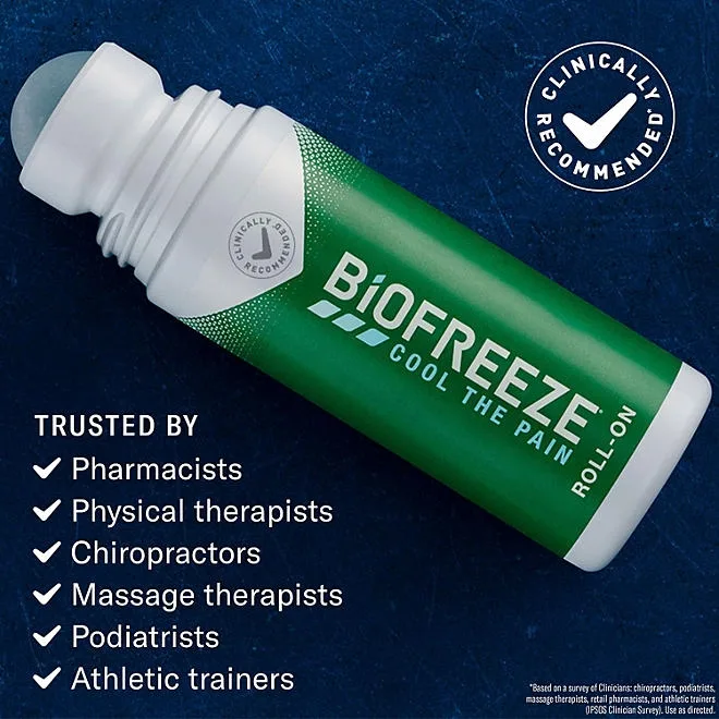BiOFREEZE Cool the pain Menthol Pain Relief Roll-On, 3 fl. oz., 2 pk. 4