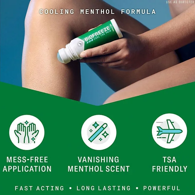 BiOFREEZE Cool the pain Menthol Pain Relief Roll-On, 3 fl. oz., 2 pk. 3