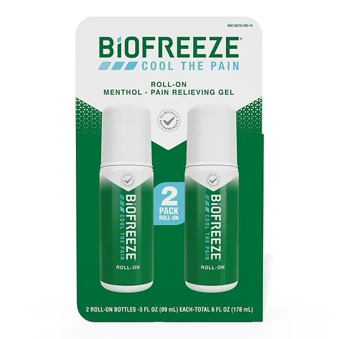 BiOFREEZE Cool the pain Menthol Pain Relief Roll-On, 3 fl. oz., 2 pk. 2