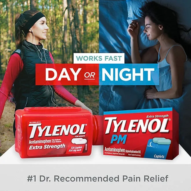 Tylenol Extra Strength Caplets, 500 mg. Acetaminophen, 325 ct. 3