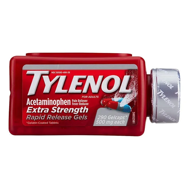 Tylenol Extra Strength Rapid Release Gelcaps, 500 mg. Acetaminophen, 290 ct. 2