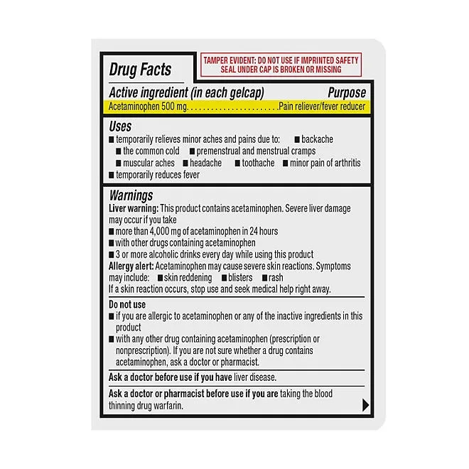 Member's Mark Extra Strength Acetaminophen 500mg Gelcaps, 400 ct. 3