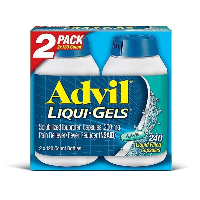 Advil Liqui-Gels Pain Reliever and Fever Reducer, Ibuprofen 200mg Capules, 240 ct. 2