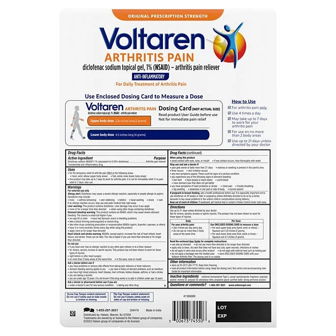 Voltaren Topical Arthritis Pain Relief Gel, 5.3 oz. 2 pk., + 1.7 oz. 3