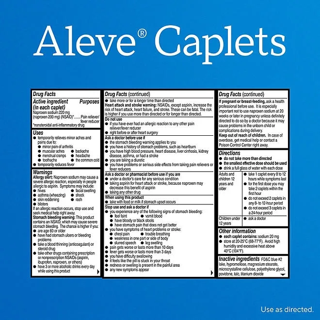 Aleve Pain Reliever & Fever Reducer Naproxen Sodium Caplets, 320 ct. 4
