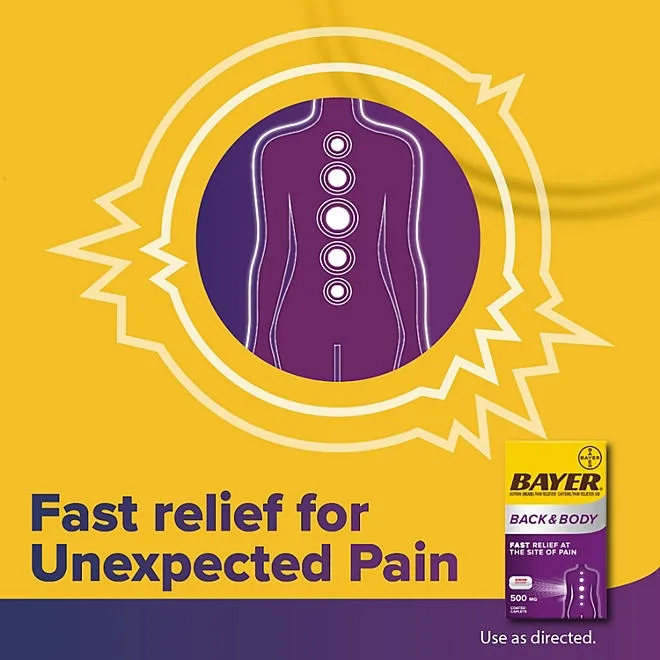 Bayer Back and Body Pain Reliever Aspirin with Caffeine, 500 mg. Caplets, 250 ct. 5