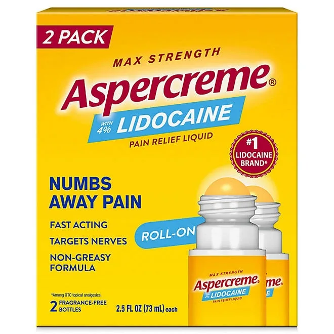 Aspercreme Pain Relief Roll-On, 4% Lidocaine, 2.5 oz., 2 pk. 2