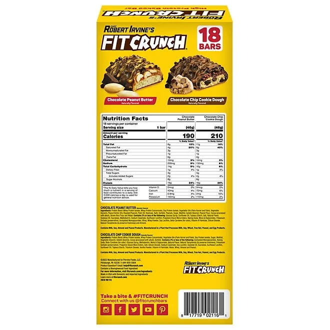 Chef Robert Irvine's FITCRUNCH High Protein Baked Bars, Variety Pack, 1.62 oz. 18 ct. 3